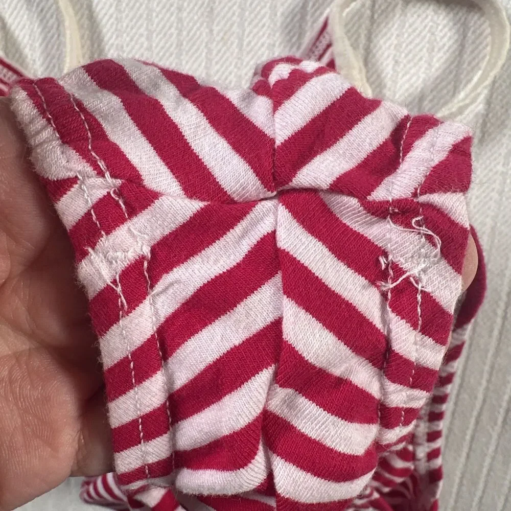 Vintage Speedo Swimsuit One Piece Red White Striped Chevron V-Neck USA Small